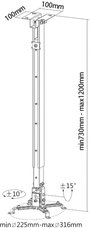 Reflecta Tapa Kivetítő mennyezeti tartó Padló/mennyezet távolsága (max.): 120 cm Ezüst 3. bélyegkép