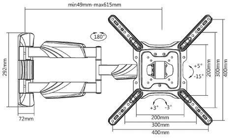 Reflecta FLEXO TV fali tartó 59,9 cm (23,6) - 139,7 cm (55) Csuklóval mozgatható 3. kép