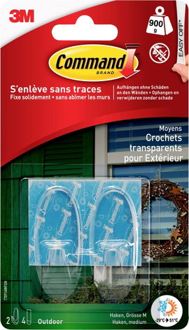 3M Command ™ horog M kültéri használatra, ovális formában Átlátszó