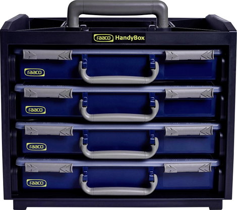 Hordozó 4 részes alkatrésztároló 376 x 265 x 310 mm, raaco HandyBox 136242