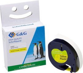 G&G LT Feliratozó szalag Poliészter Szalagszín: Hipersárga Szövegszín: Fekete 12 mm 4 m
