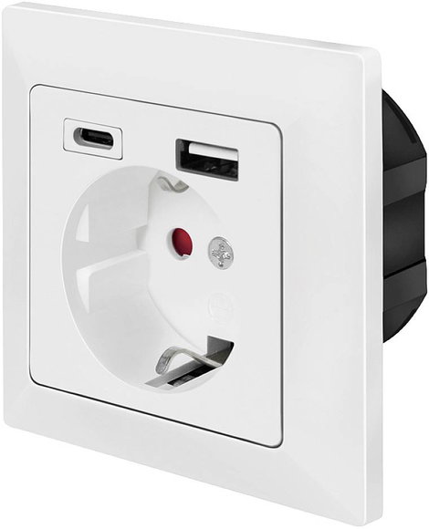 LogiLink PA0262 Süllyeszthető dugalj USB töltőkimenettel, Gyermekvédelem Fehér