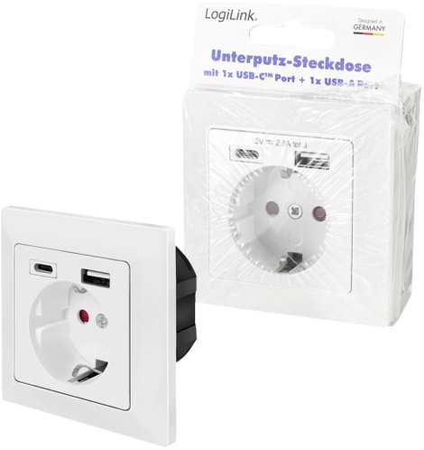 LogiLink PA0262 Süllyeszthető dugalj USB töltőkimenettel, Gyermekvédelem Fehér 5. kép
