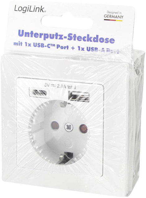 LogiLink PA0262 Süllyeszthető dugalj USB töltőkimenettel, Gyermekvédelem Fehér 6. kép