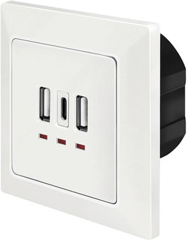 LogiLink PA0254 Süllyeszthető doboz USB töltőkimenettel Fehér