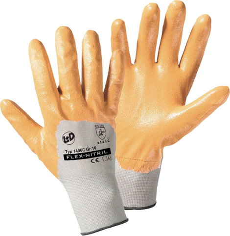 L+D Flex-Nitril 1496C-12 Poliészter Munkakesztyű Méret (kesztyű): 12, XXL CAT II 1 pár
