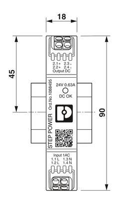 Phoenix Contact STEP3-PS/1AC/24DC/0.63/PT Kalapsínes tápegység 24 V/DC 0.63 A 15 W Kimenetek száma:1 7. kép