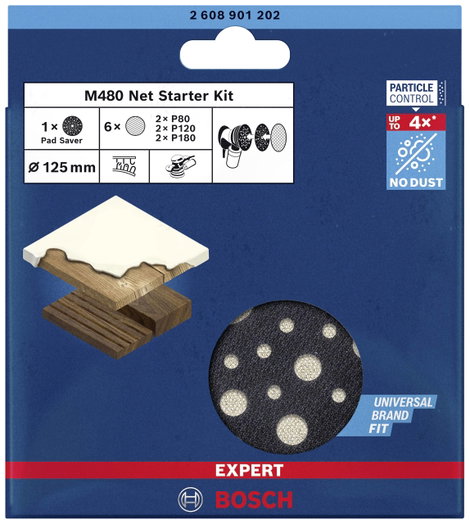 Bosch Accessories EXPERT M480 2608901202 Csiszolóháló készlet Lyukas Szemcsézet (num) 80, 80, 120, 1