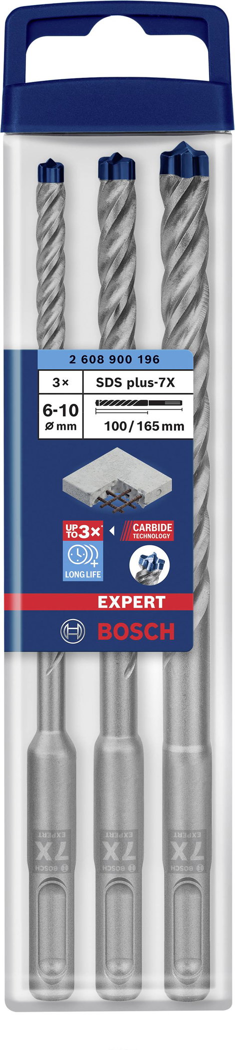 Bosch Accessories EXPERT SDS plus-7X 2608900196 Kalapácsfúró 3 részes 6.0 mm, 8.0 mm, 10.0 mm SDS-Pl 2. kép
