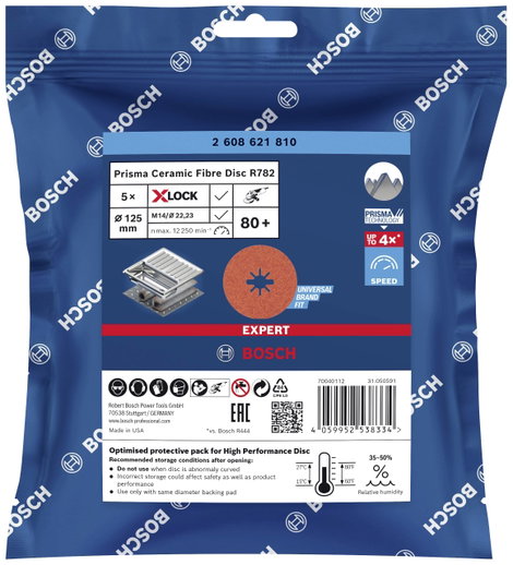 Bosch Accessories 2608621810 EXPERT R782 Rost tárcsa Ø 125 mm Furat átmérő 22.23 mm 5 db 2. kép