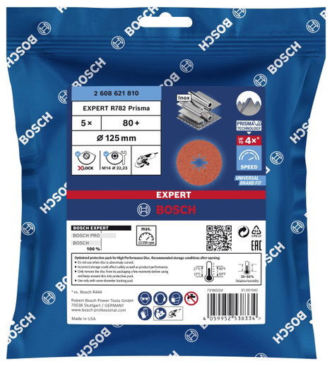 Bosch Accessories 2608621810 EXPERT R782 Rost tárcsa Ø 125 mm Furat átmérő 22.23 mm 5 db 3. kép